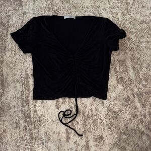 Gaze Black Ruched Crop Top